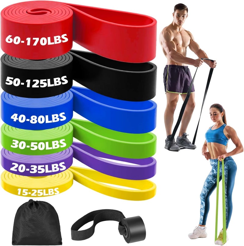 Zacro Resistance Bands, 6 Resistance Levels Pull Up Assistance Bands, Exercise Bands for Men&Women, Heavy Duty Resistance Band Set with Door Anchor, for Working Out, Muscle Training, Physical Therapy - Image 1
